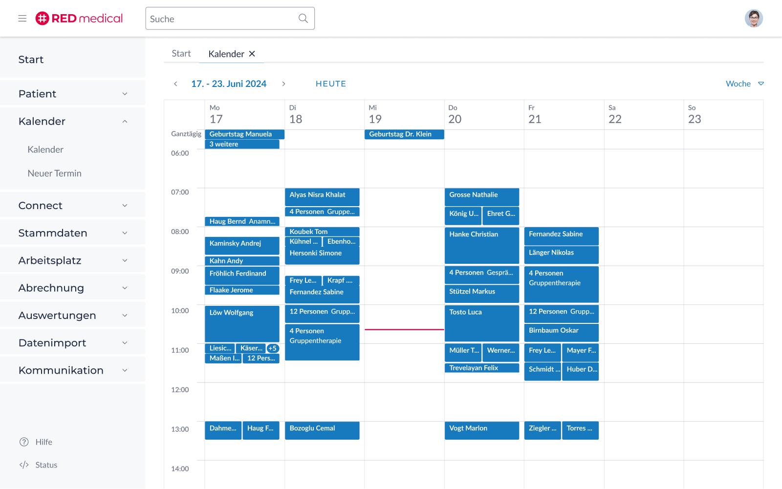 Grafik der Funktion "Patientenakte" in RED medical für Psychotherapeuten.