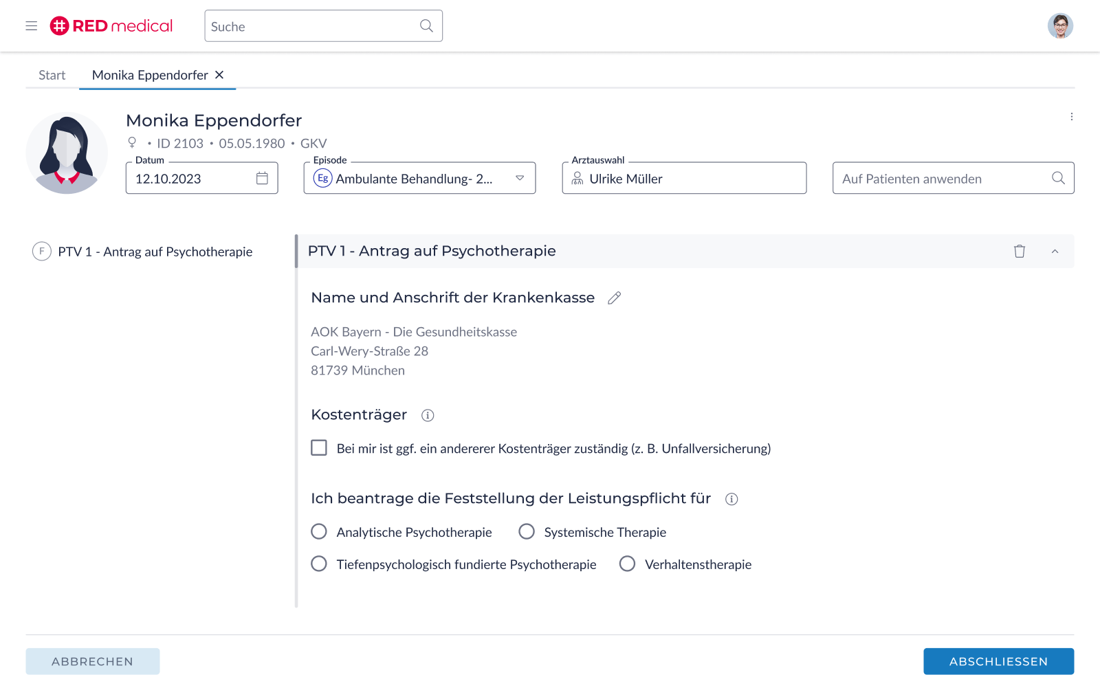 Grafik der Funktion "KV-Abrechnung" in RED medical für Psychotherapeuten.